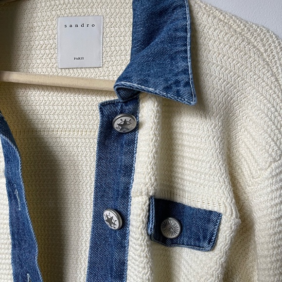 Sandro Crochet and Denim Jacket - Picture 2 of 2